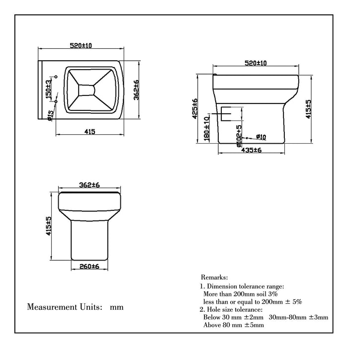 AICA Back To Wall Ceramic Toilet White Soft Close Modern Bathroom BTW Square WC