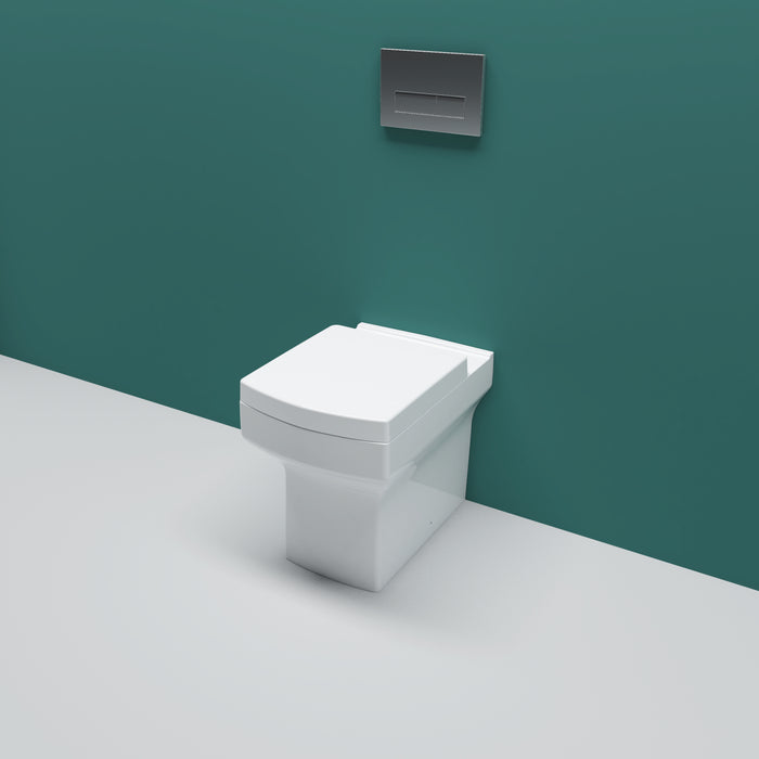 AICA Back To Wall Ceramic Toilet White Soft Close Modern Bathroom BTW Square WC