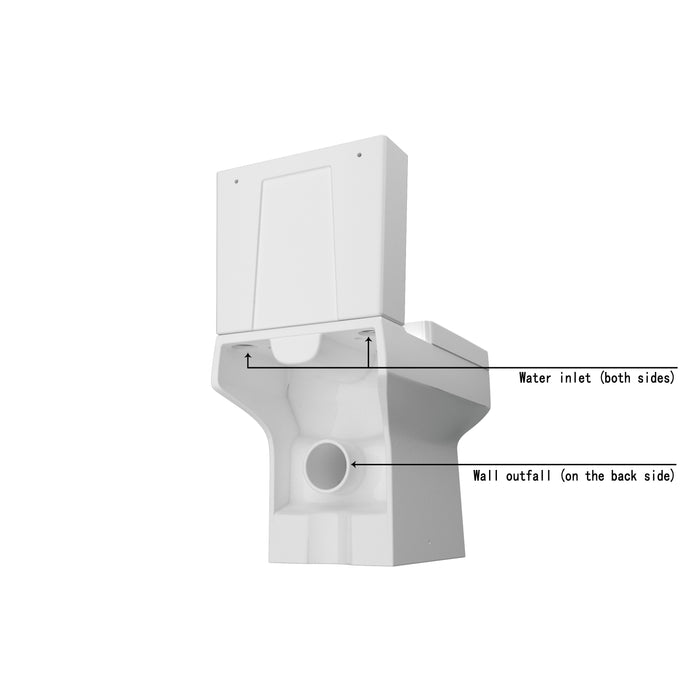 AICA Bathroom Ceramic Close Coupled Toilet White Soft Close Seat Dual Flush Square  WC