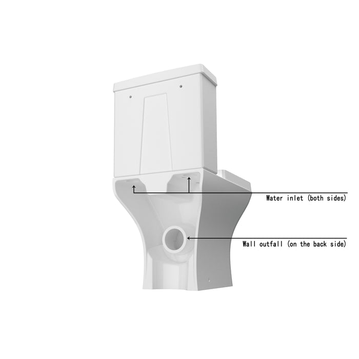 AICA Close Coupled Toilet Square Ceramic White Short Projection Bathroom WC