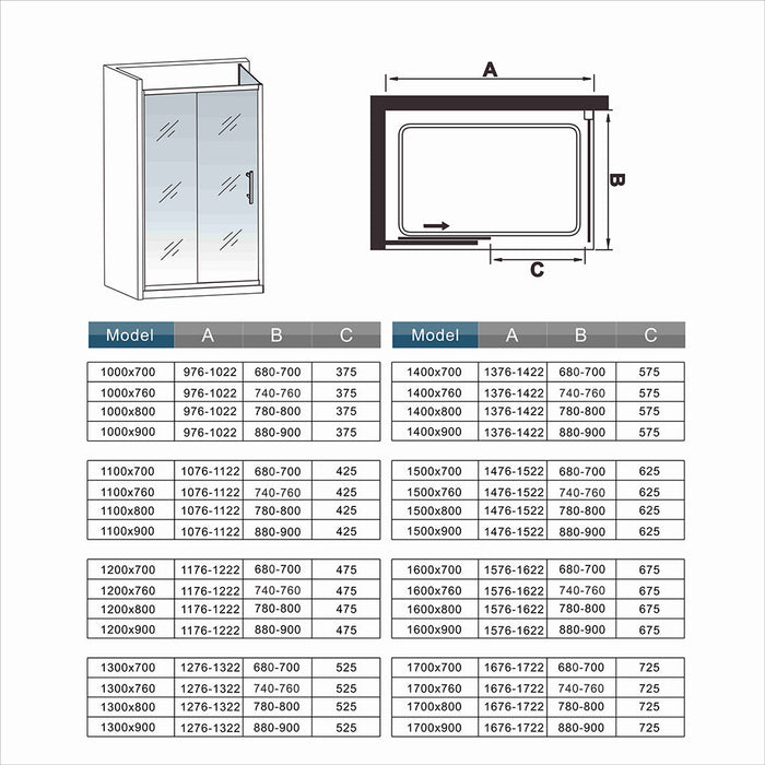 Black Sliding Shower Door 8mm NANO Glass Cubicle + Shower tray optional