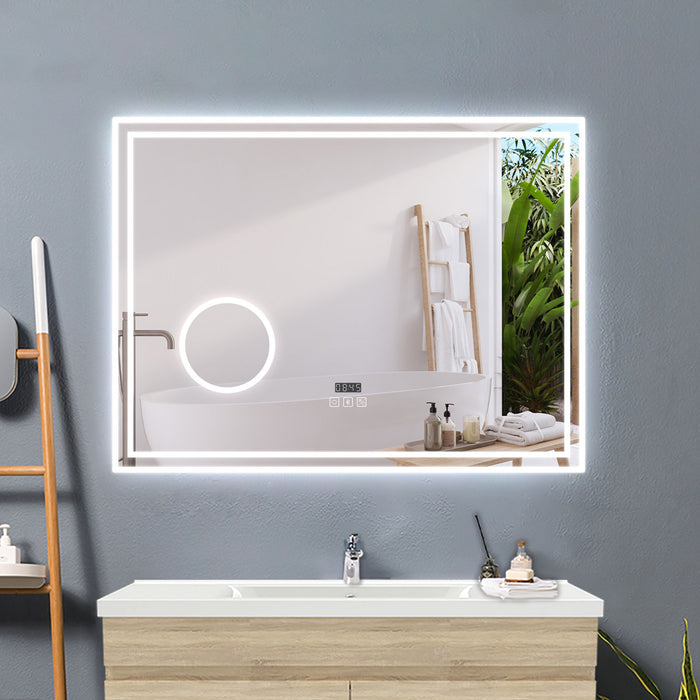 AICA Bathrooms Bathroom LED Mirror with Bluetooth and 3x Magnifier,3 LED Colors,Memory FunctionAnti-fog,Adjustable Temperature and Brightness