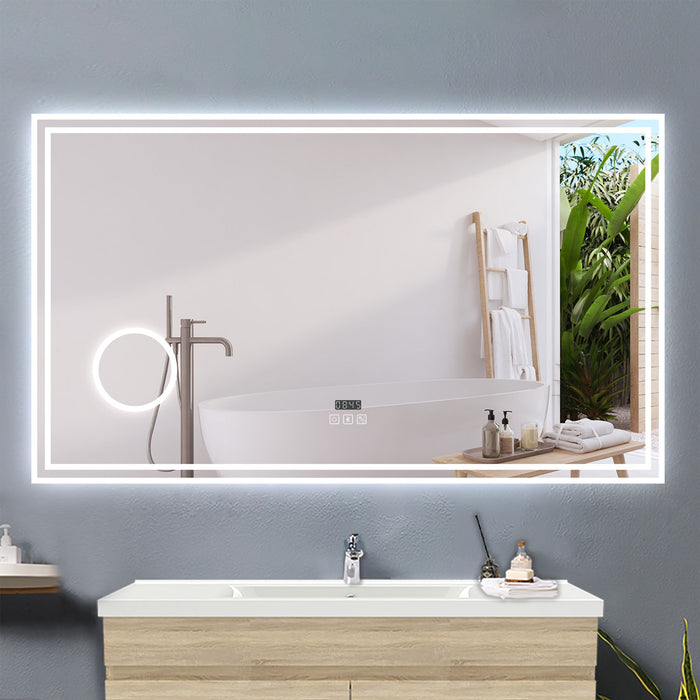 AICA Bathrooms Bathroom LED Mirror with Bluetooth and 3x Magnifier,3 LED Colors,Memory FunctionAnti-fog,Adjustable Temperature and Brightness