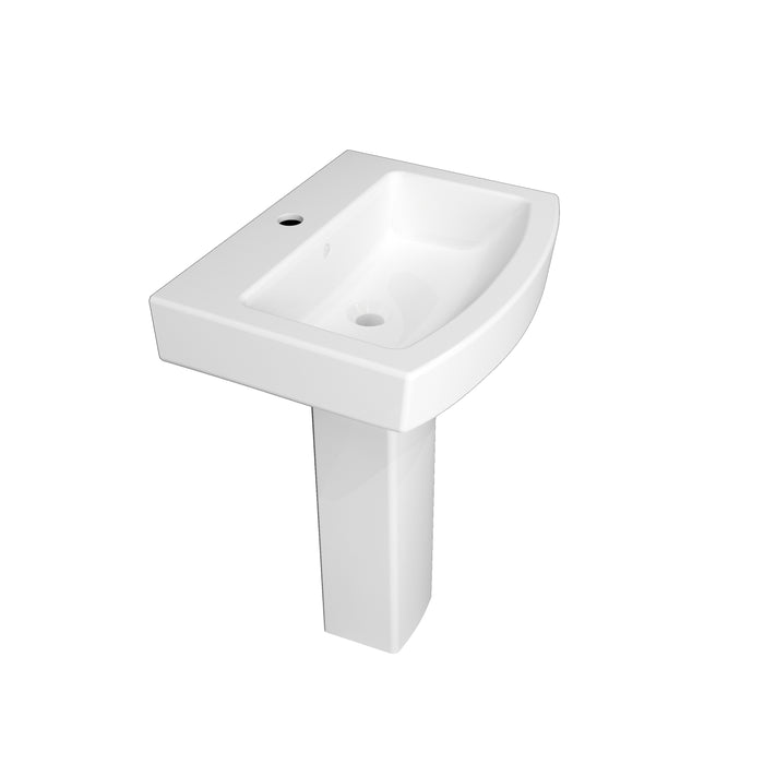 AICA Bathroom Pedestal Square Basin Sink Full Floorstanding Single Tap Hole