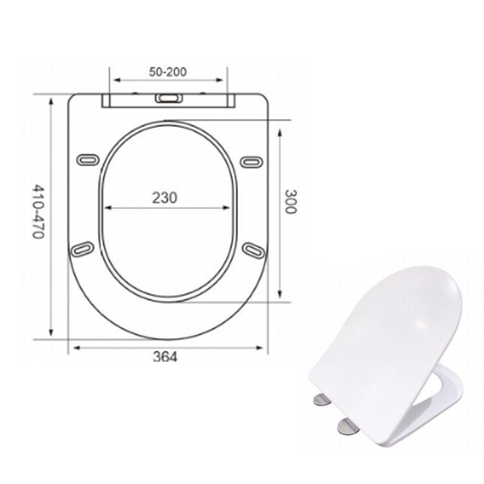 AICA Bathrooms Wall HungToilet Modern Pan Cloakroom UF Soft Close Seat Round