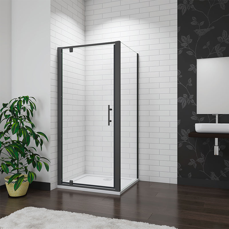 Black Pivot Shower 100cm glass door enclosures 1000 x 1850mm – Aica ...