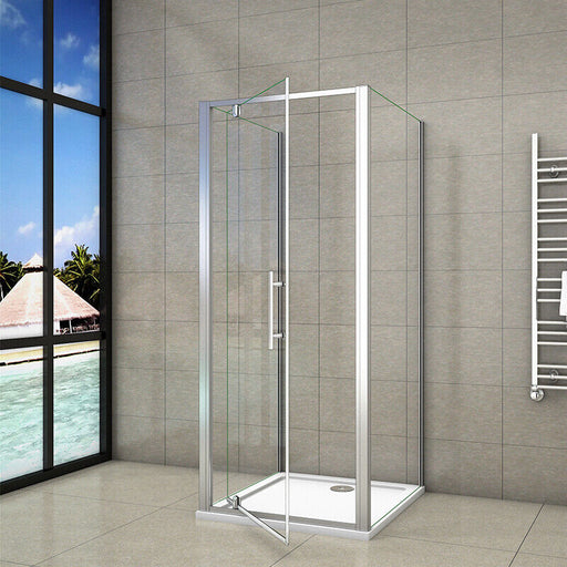 AICA-Bathroom-76x76CM Pivot Shower Enclosure Glass Clear-2