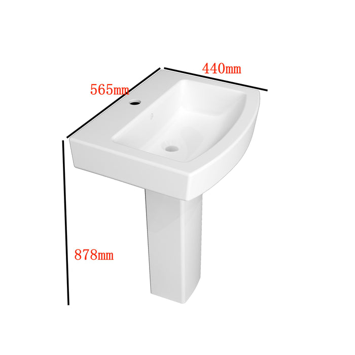 AICA Bathroom Pedestal Square Basin Sink Full Floorstanding Single Tap Hole