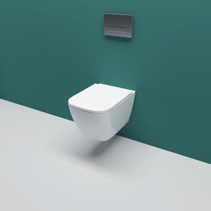 AICA Bathroom Rimless Wall Hung Toilet UF Soft Close Seat Square WC Pan Modern