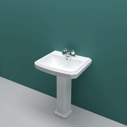 AICA Bathroom Traditional Pedestal Basin Sink  Full Floorstanding  - 2 Tap Hole