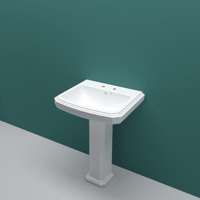 AICA Bathroom Traditional Pedestal Basin Sink  Full Floorstanding  - 2 Tap Hole