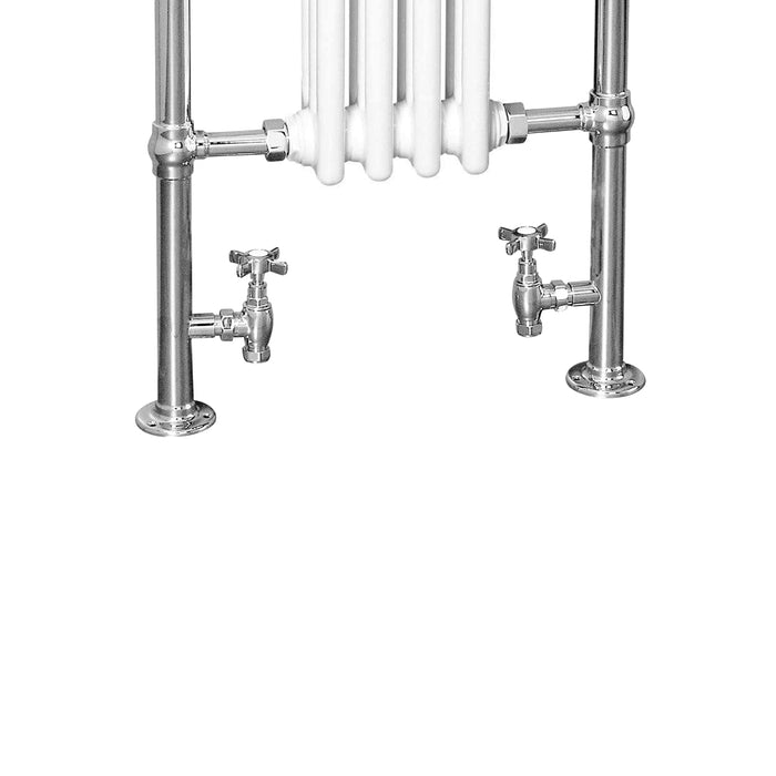 Horizontal Victorian Style Traditional Cast Iron Columns White Vintage Heated Towel Rail Bathroom Radiator