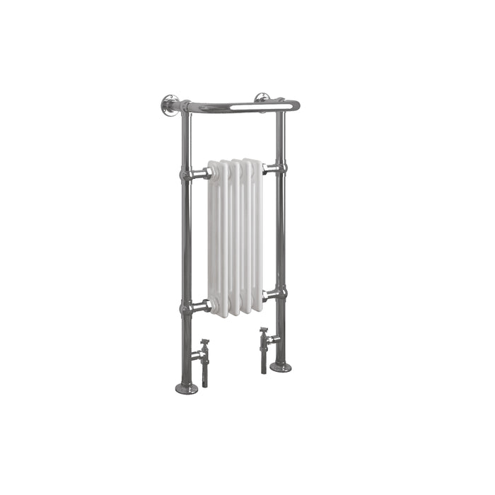 Horizontal Victorian Style Traditional Cast Iron Columns White Vintage Heated Towel Rail Bathroom Radiator