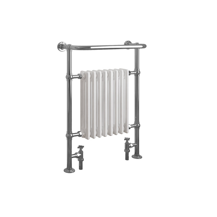 Horizontal Victorian Style Traditional Cast Iron Columns White Vintage Heated Towel Rail Bathroom Radiator