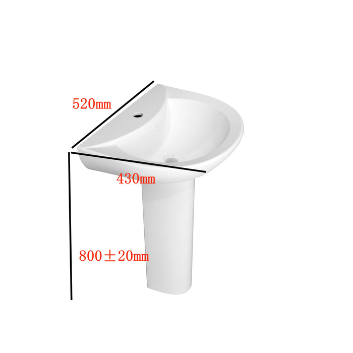 AICA Bathroom Single Tap Hole Pedestal Basin Sink  Modern Full Floor standing