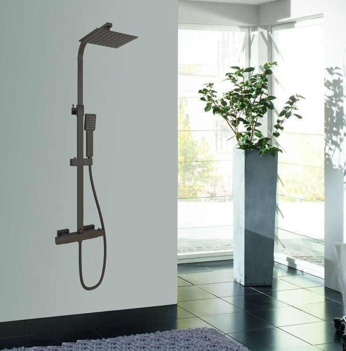 AICA NEW Bathroom Thermostatic Shower Mixer Square Black Set