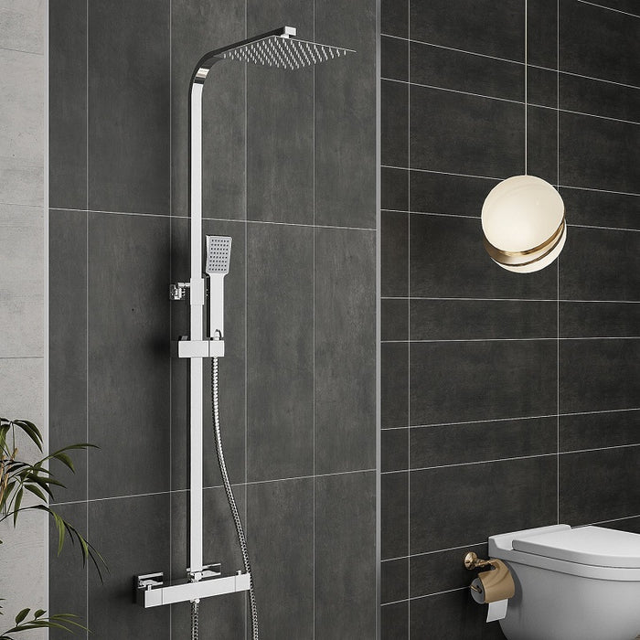 AICA  square chrome shower set