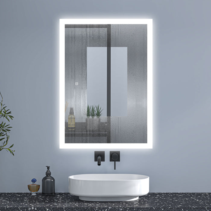 AICA Backlit Bathroom Mirrors with Shaver Socket 3 Light Modes Dimmable ,Illuminated Wall Mounted LED Bathroom Vanity Mirror, Wall Switch/Touch Switch Smart LED Mirrors, Demister Fogless