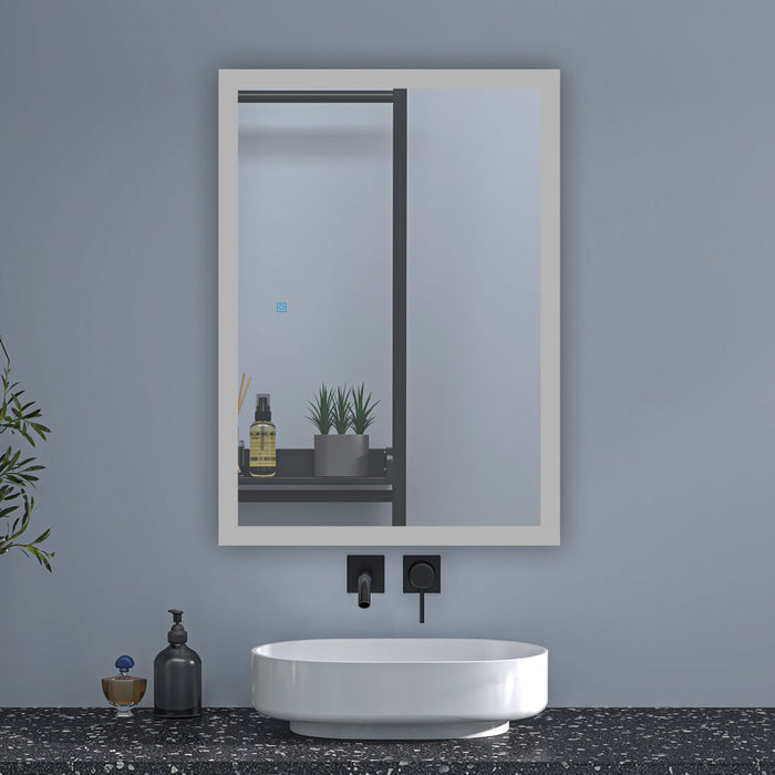 AICA Backlit Bathroom Mirrors with Shaver Socket 3 Light Modes Dimmable ,Illuminated Wall Mounted LED Bathroom Vanity Mirror, Wall Switch/Touch Switch Smart LED Mirrors, Demister Fogless