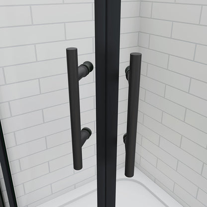AICA Black Quadrant Shower Sliding Enclosure 90x90x185cm