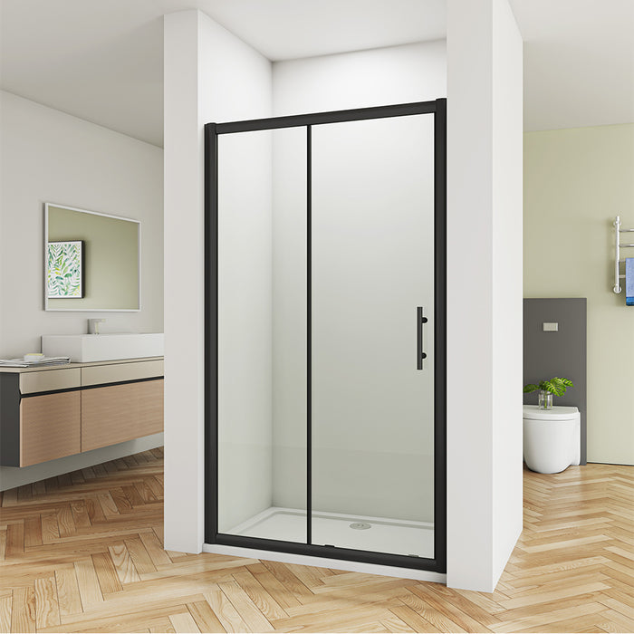 AICA Bathrooms Black Shower Sliding Enclosure glass NANO door