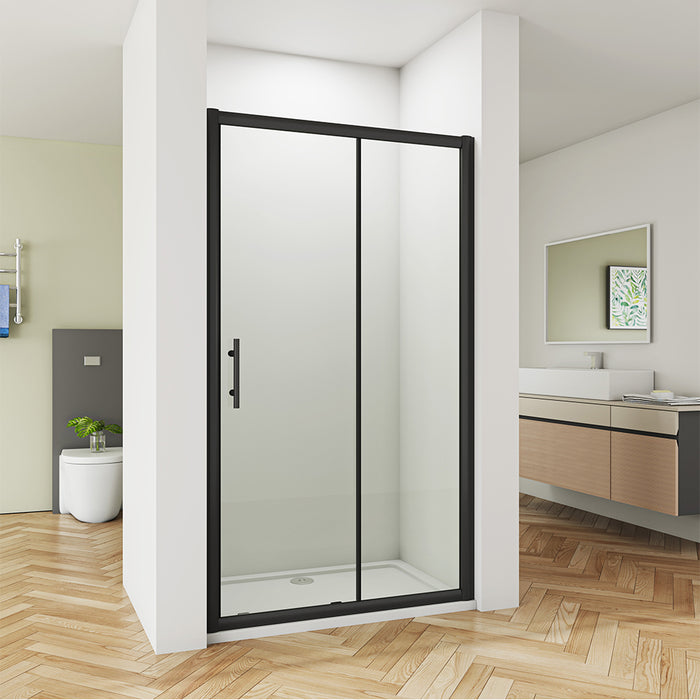 AICA Bathrooms Black Shower Sliding Enclosure glass NANO door