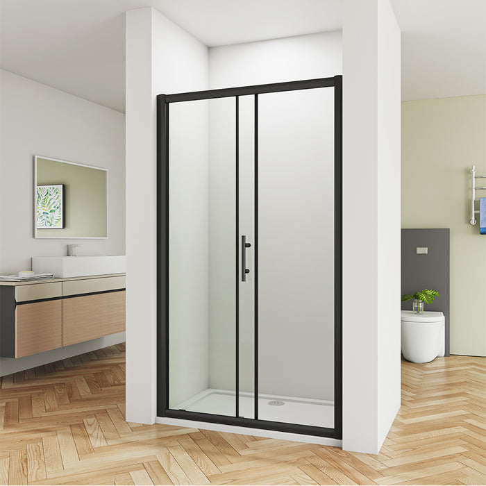 AICA Bathrooms Black Shower Sliding Enclosure glass NANO door