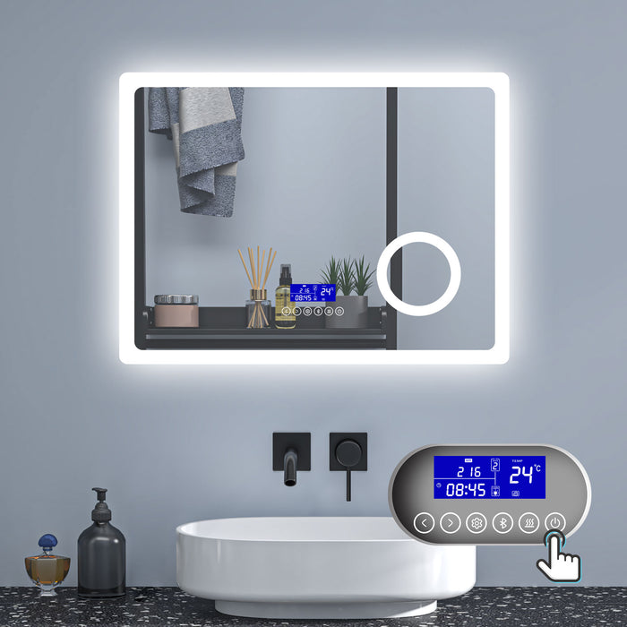 AICA Bathrooms Bluetooth Speaker Anti Fog 3x Magnifying 6000K Cool White Light + 2700K Warm Lights LED Bathroom Mirrors