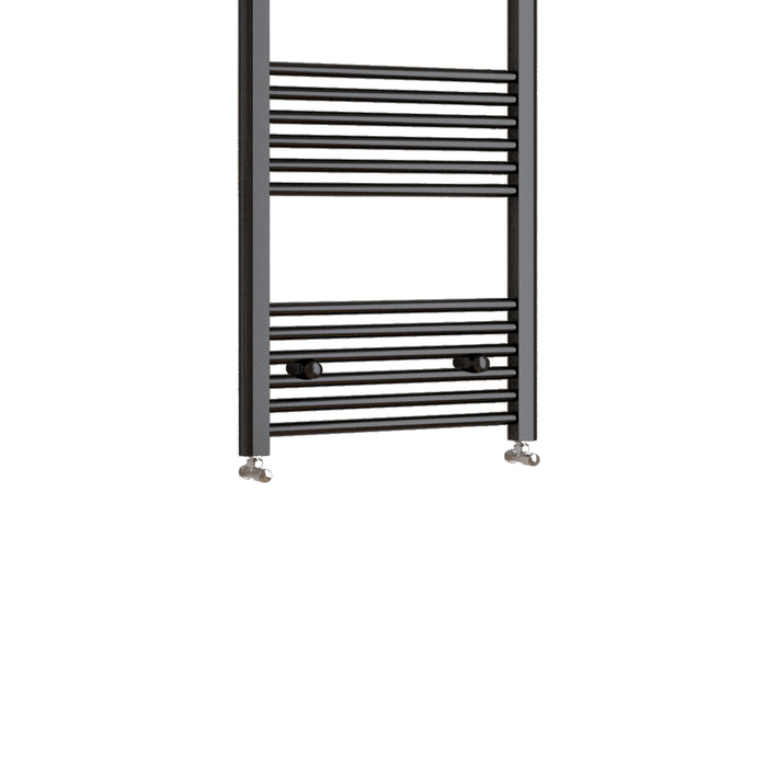 Black Heated Towel Rail Straight Bathroom Ladder Radiator Bottom Detail