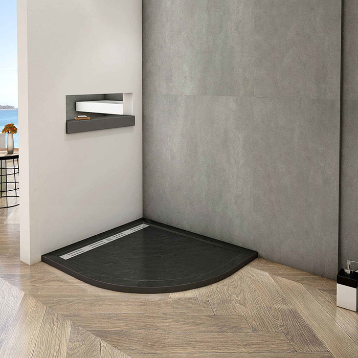 AICA Bathrooms Quadrant Black Shower Stone Tray