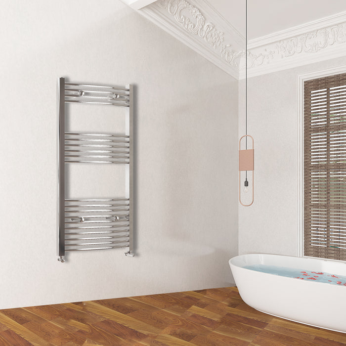 Chrome Bathroom Central Heating Towel Rail Curved Designer Ladder Radiator Warmer