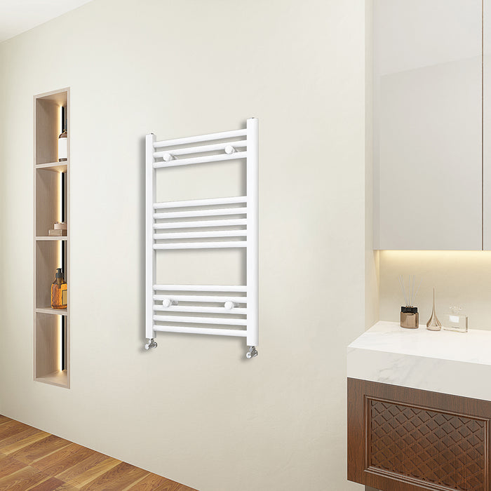 AICA Bathrooms White Central Heating Towel Rail Straight Designer Ladder Radiator Warmer