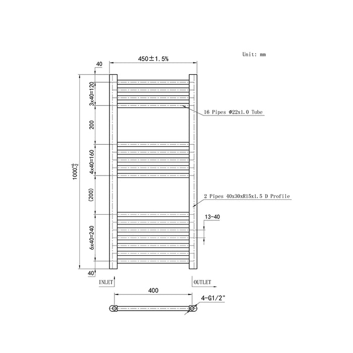 AICA Bathrooms White Central Heating Towel Rail Straight Designer Ladder Radiator Warmer