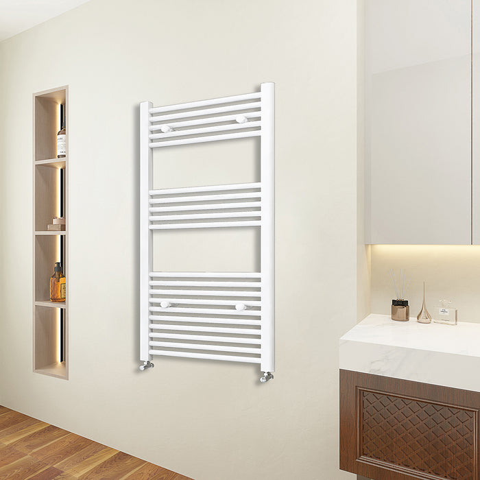 AICA Bathrooms White Central Heating Towel Rail Straight Designer Ladder Radiator Warmer