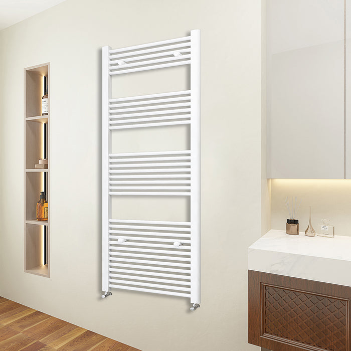 AICA Bathrooms White Central Heating Towel Rail Straight Designer Ladder Radiator Warmer