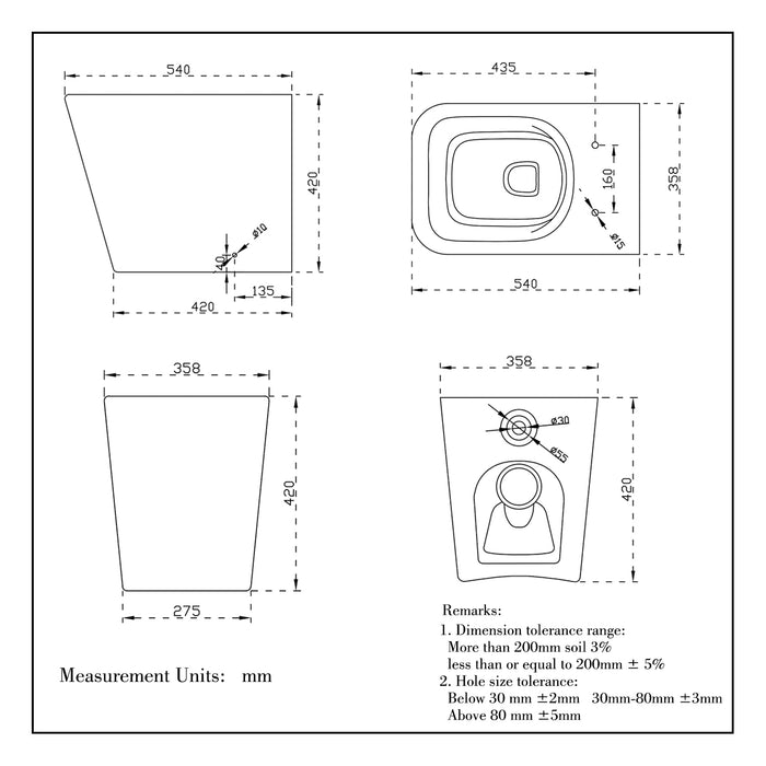 AICA Bathroom Back To Wall Toilet Pan WC Soft Close Seat (UF) BTW