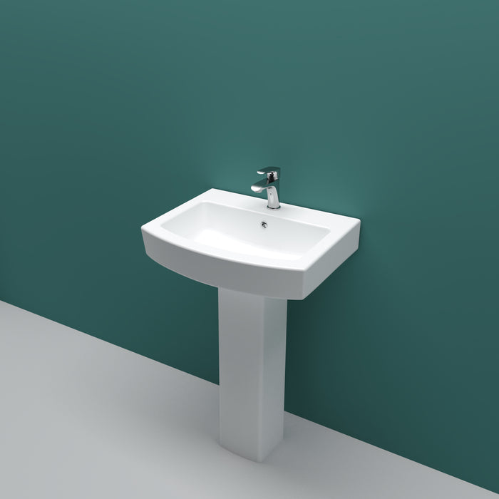 AICA Bathroom Pedestal Square Basin Sink Full Floorstanding Single Tap Hole