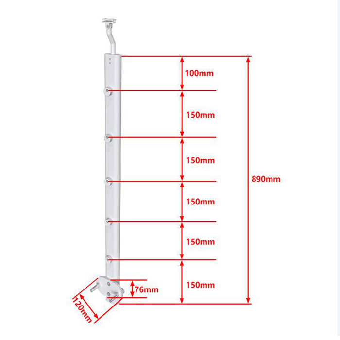 Aluminum Silver Angle Mobility Adjustable Handrail suitable for Steps/Stairs Side Walls 2x0.87m