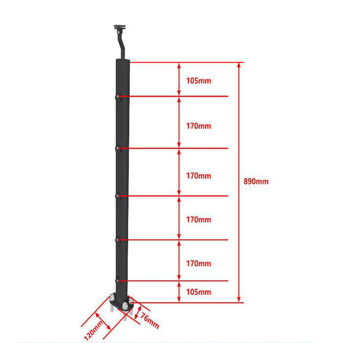 Aluminum Black Vertical Angle Mobility Handrail Adjustable for Steps/stairs/slopes 200x100cm