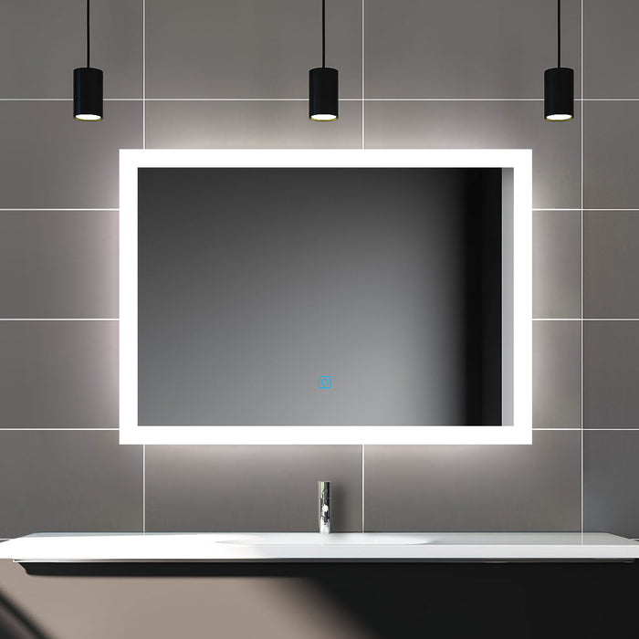 AICA Illuminated LED Bathroom Mirror Wall Mounted Smart Bathroom Vanity Mirror with Demister Pad Anti-fog  Mirror