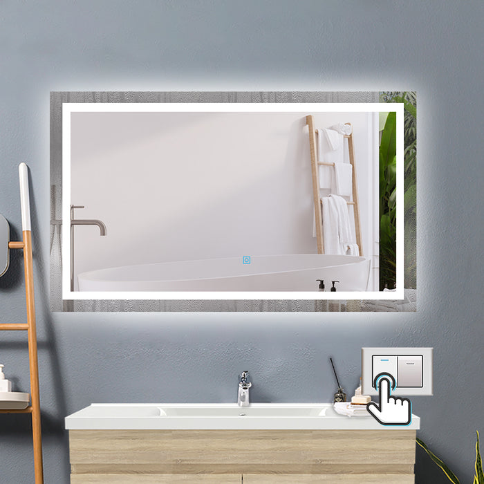 AICA Bathrooms 3 Colour LED Mirror, Anti-fog, Touch wall switch, Infinitely Dimmable, Power Failure Memory