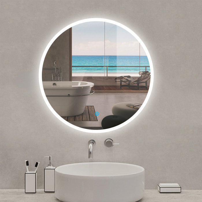 AICA Bathrooms Bluetooth speaker Round Mirror with LED Lights, Illuminated Bathroom Mirror 3 Colour Demister