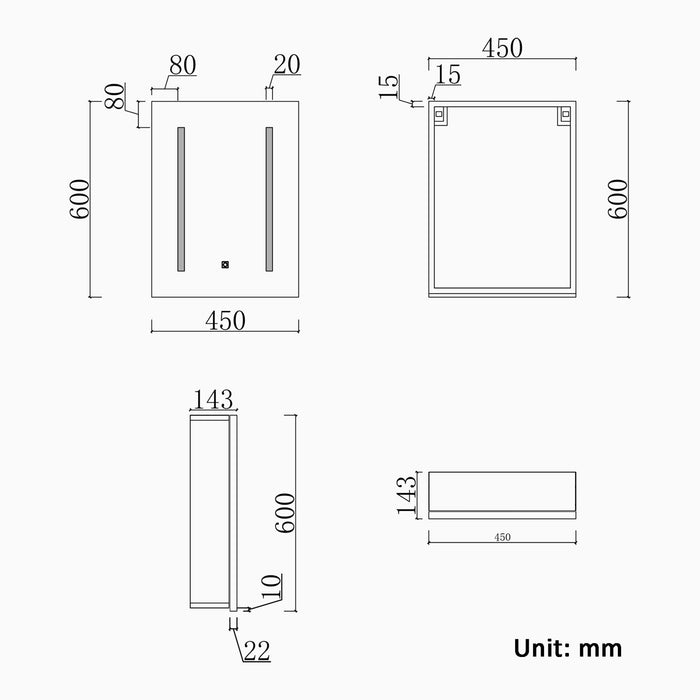 Anti-fog mirror cabinet with shaver socket