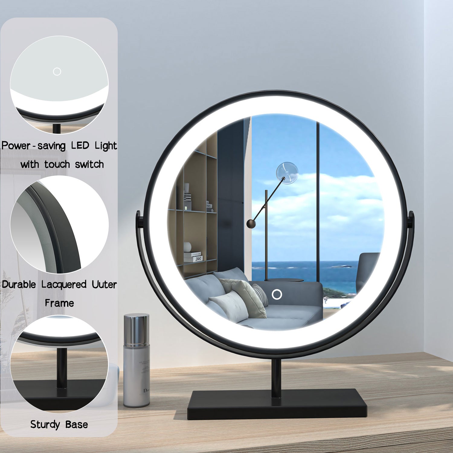 Desktop makeup deals mirror with lights