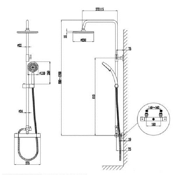 AICA silver round shower set