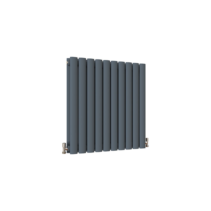 Horizontal Oval Column Anthracite & White Designer Central Heating Radiator UK