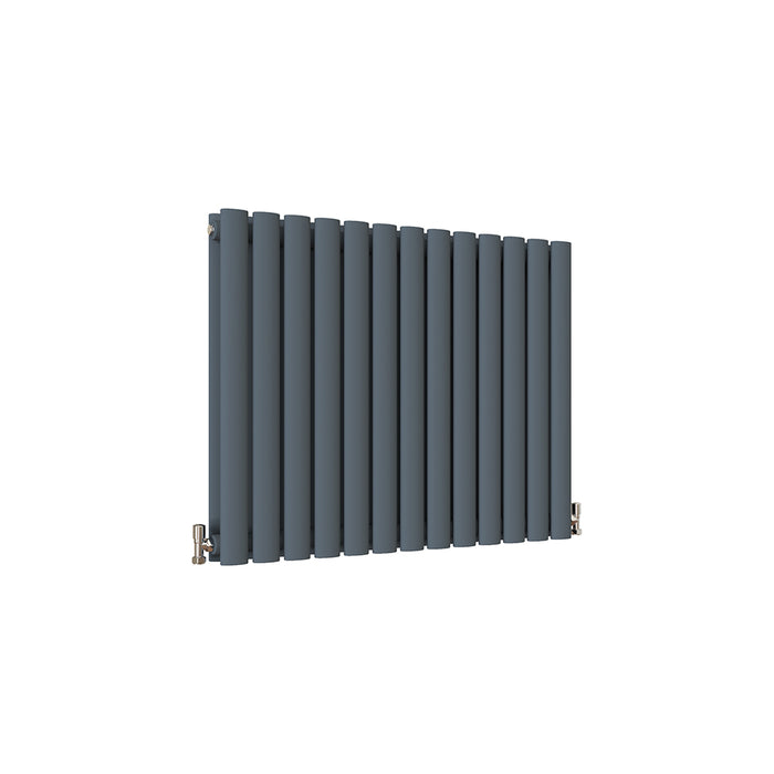 Horizontal Oval Column Anthracite & White Designer Central Heating Radiator UK