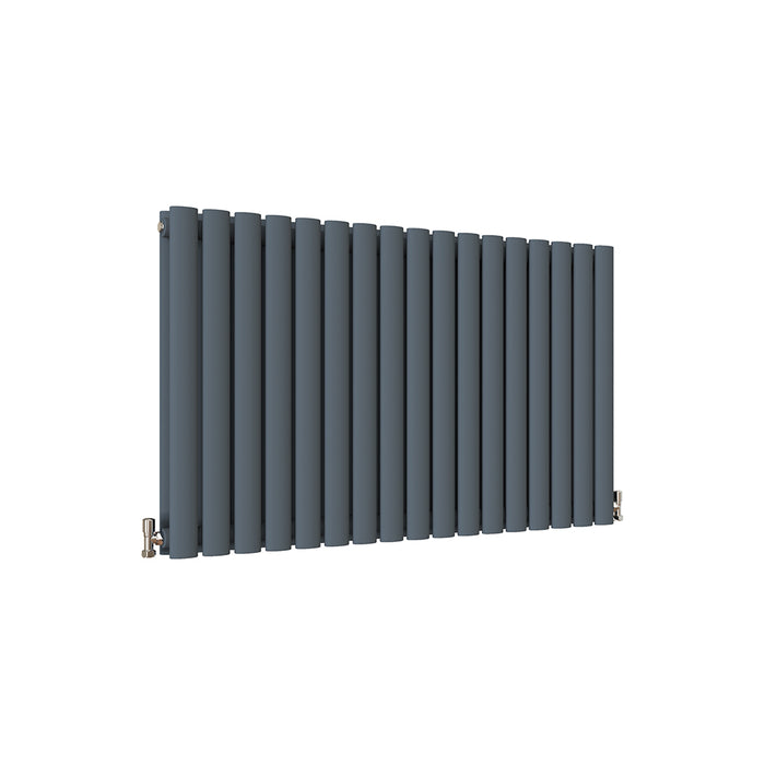 Horizontal Oval Column Anthracite & White Designer Central Heating Radiator UK