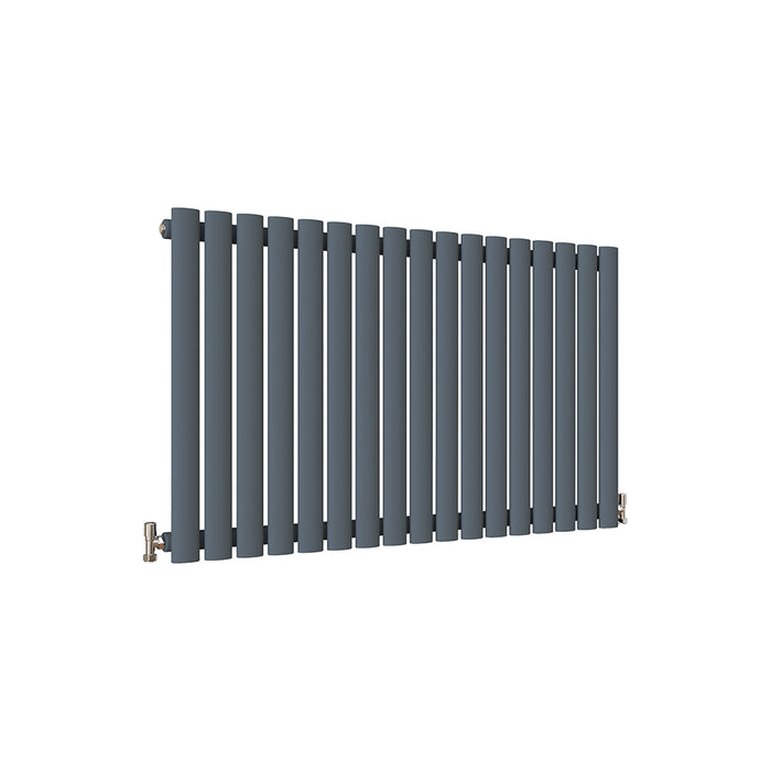 Horizontal Oval Column Anthracite & White Designer Central Heating Radiator UK