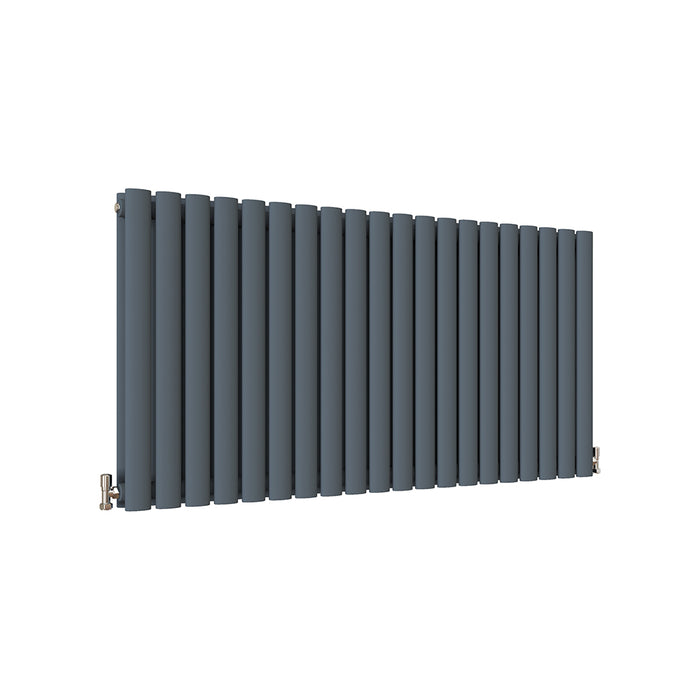 Horizontal Oval Column Anthracite & White Designer Central Heating Radiator UK